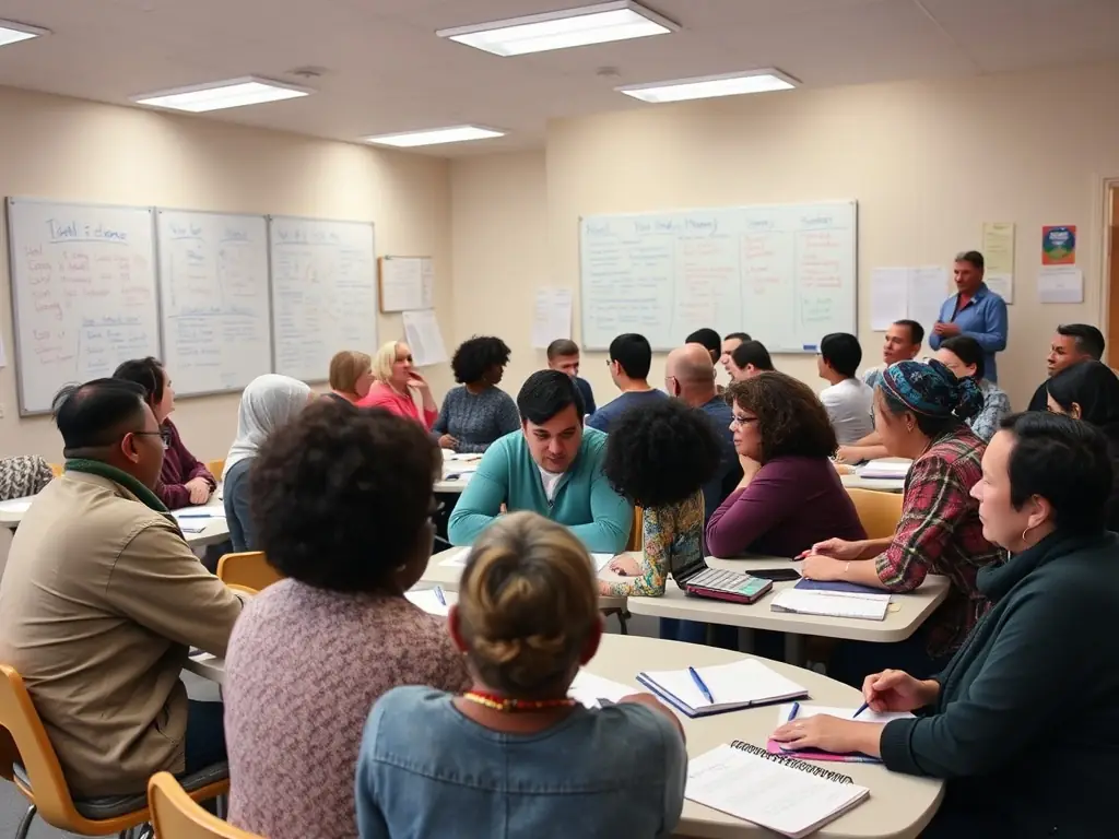 A group of people participating in a cultural workshop, learning new skills and engaging with the community.